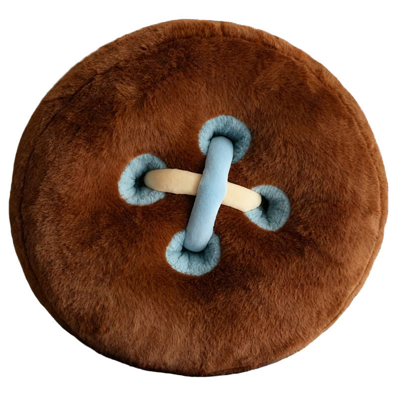 Round Plush Button Cushion Soft Decorative Sofa Pillow