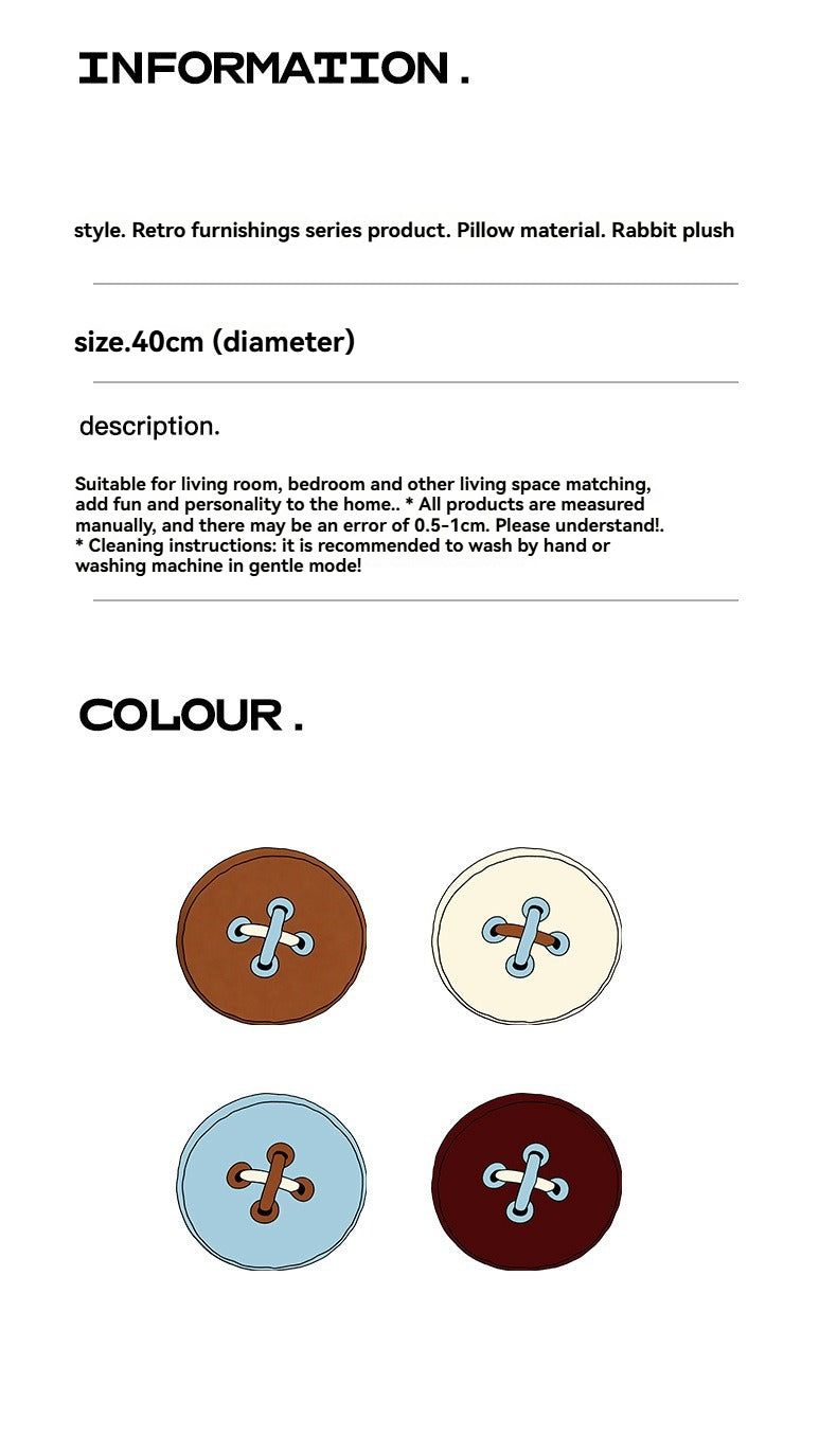 Round Plush Button Cushion Soft Decorative Sofa Pillow
