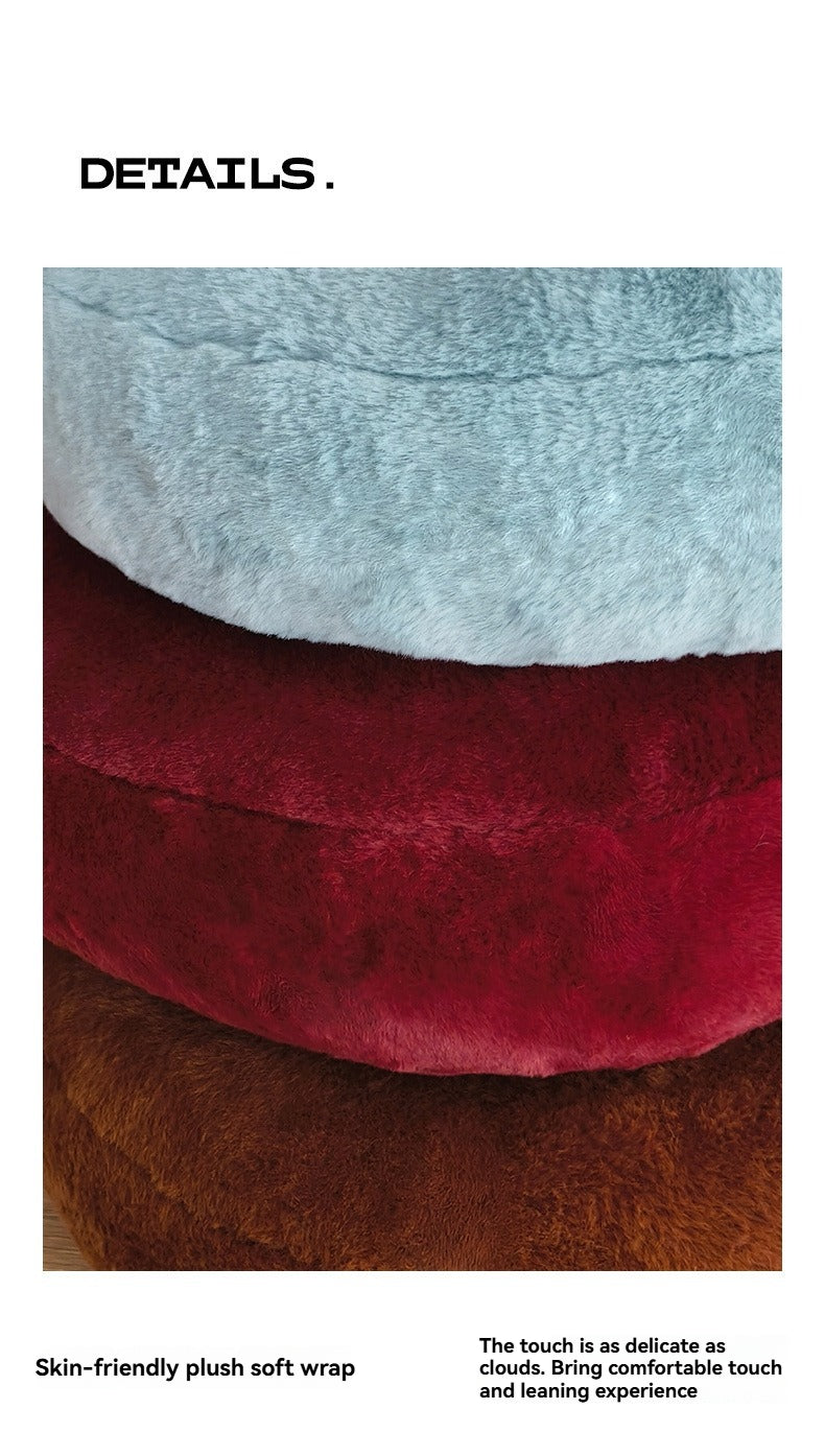 Round Plush Button Cushion Soft Decorative Sofa Pillow