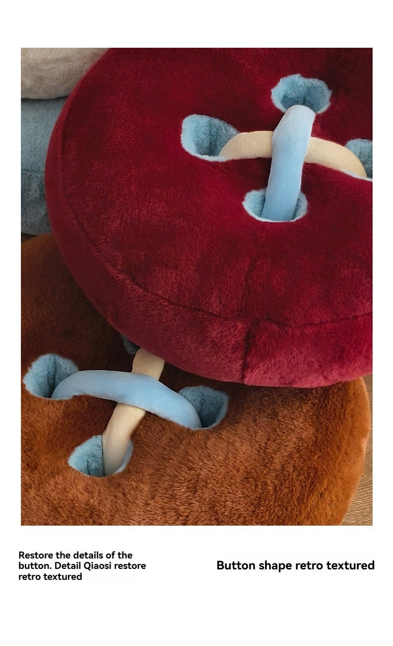 Round Plush Button Cushion Soft Decorative Sofa Pillow